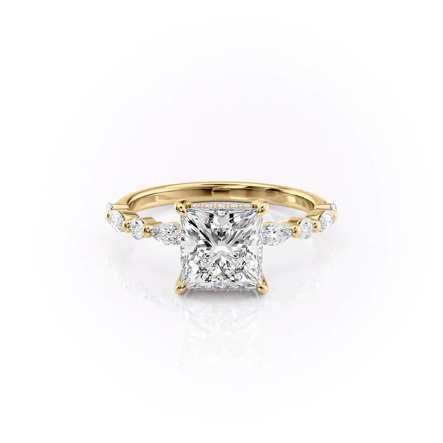 Asscher Three Stones Engagement Ring – 5.75 CT Moissanite Diamond