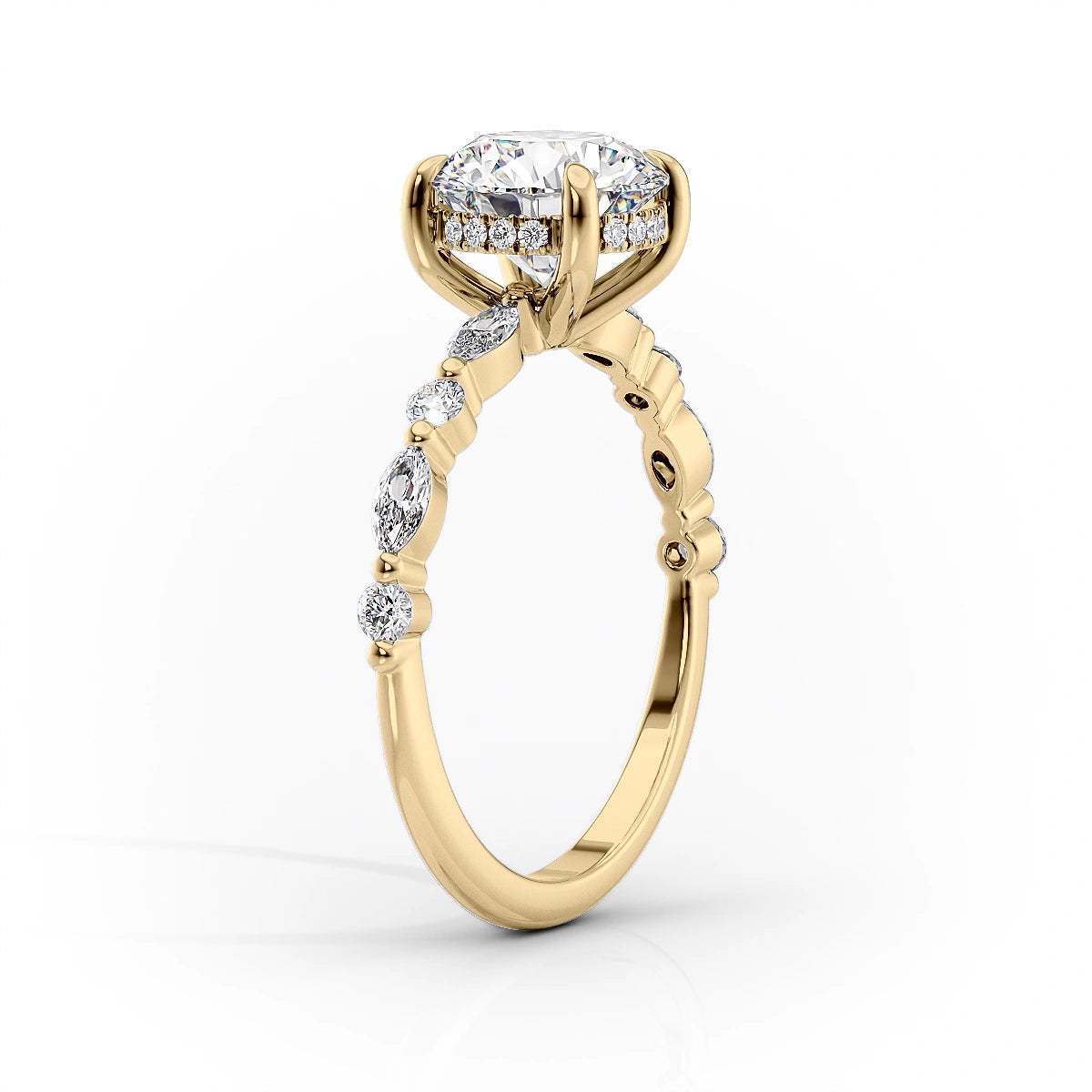 Asscher Three Stones Engagement Ring – 5.75 CT Moissanite Diamond