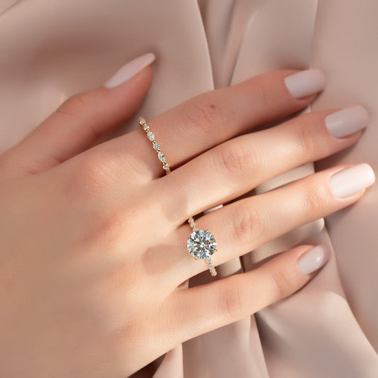 Asscher Three Stones Engagement Ring – 5.75 CT Moissanite Diamond