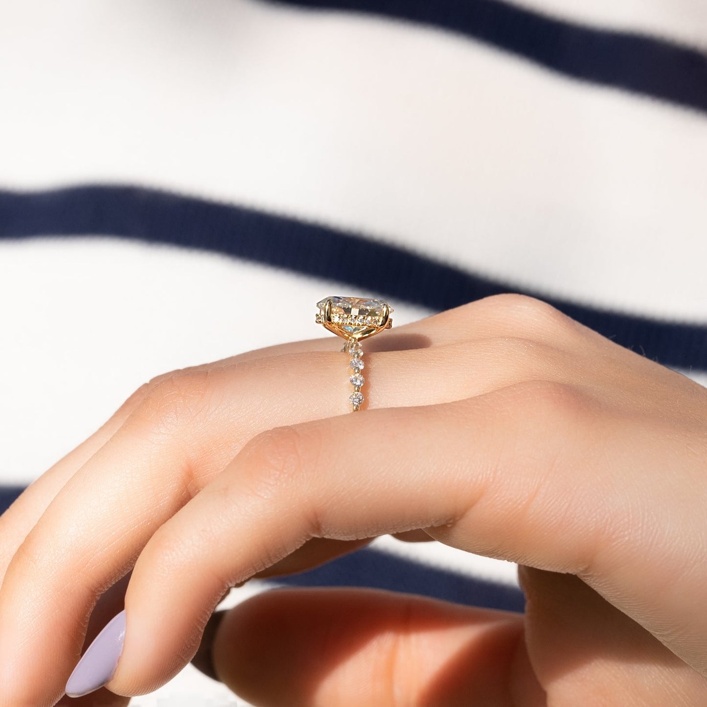 Asscher Three Stones Engagement Ring – 5.75 CT Moissanite Diamond
