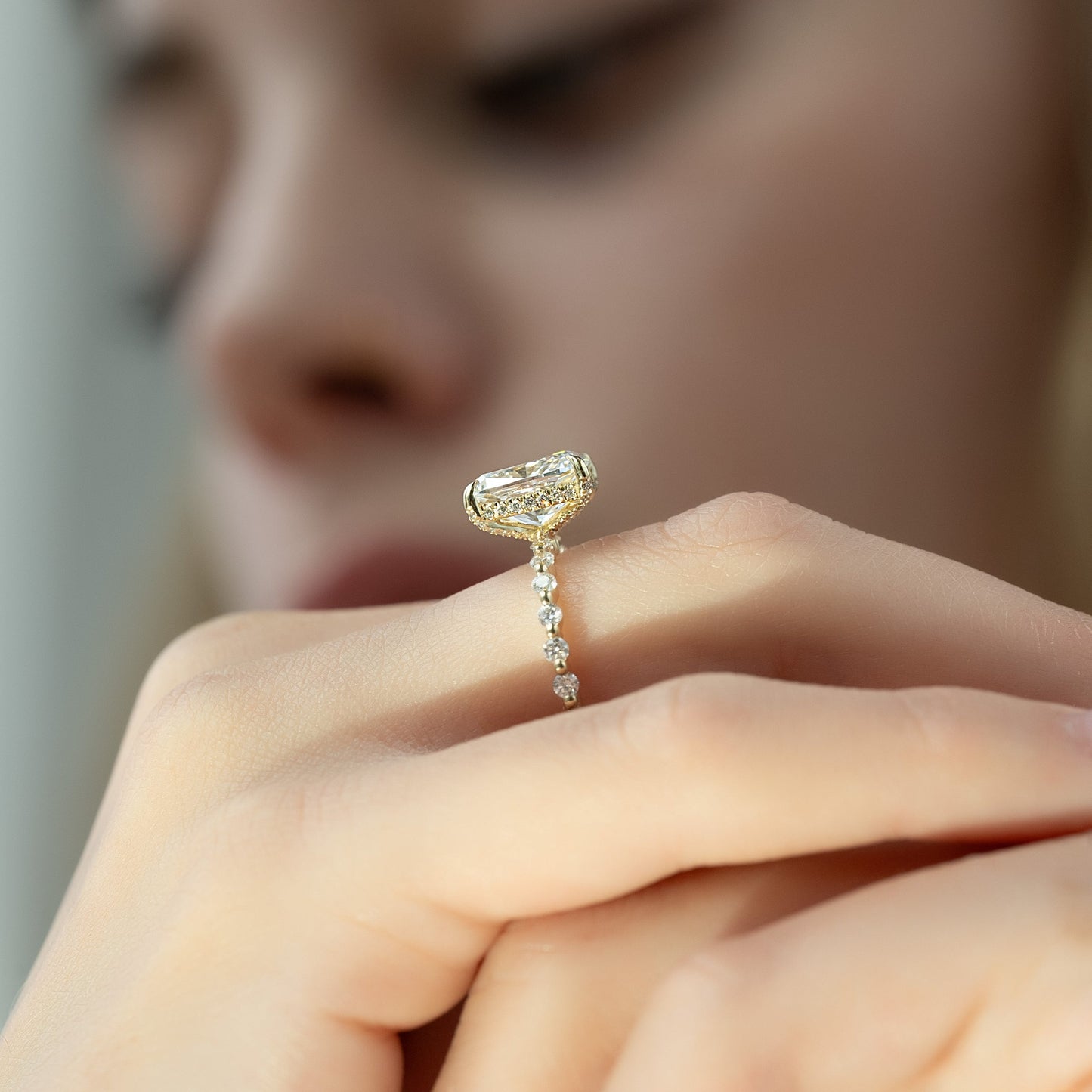 Asscher Three Stones Engagement Ring – 5.75 CT Moissanite Diamond