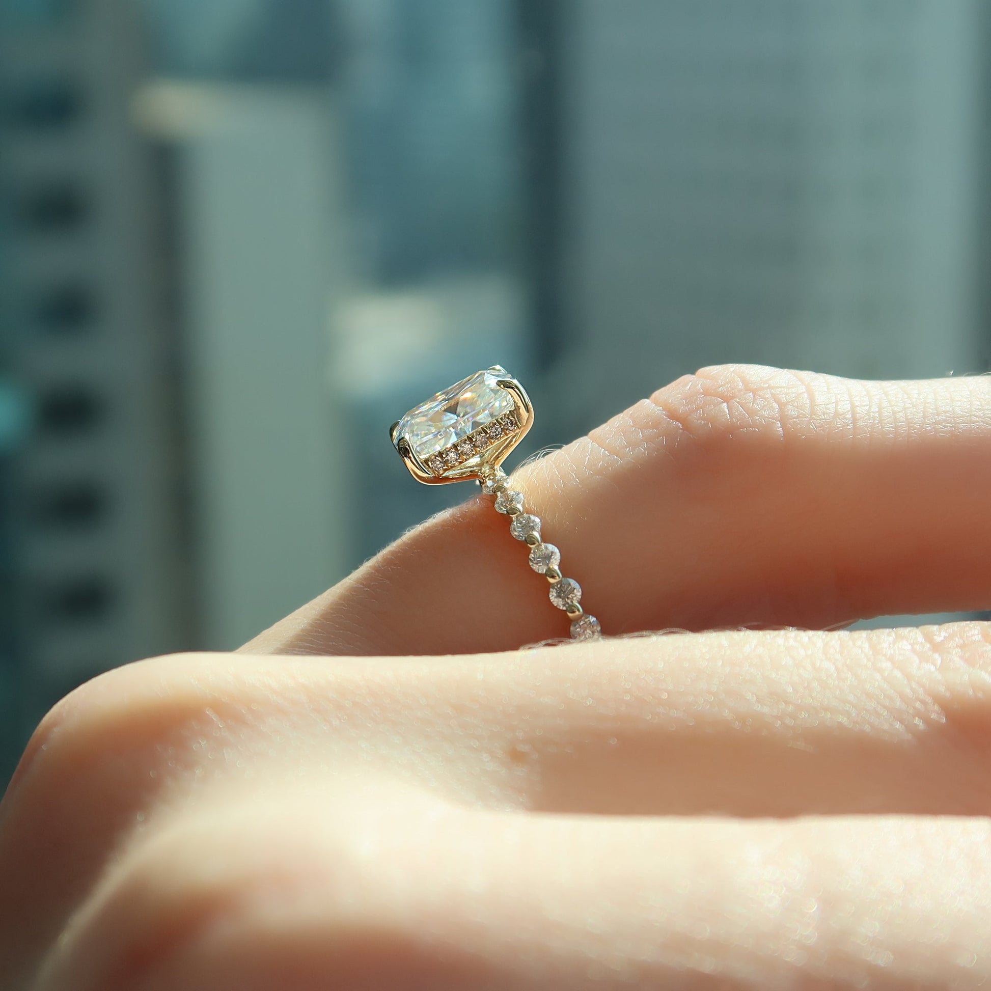 Asscher Three Stones Engagement Ring – 5.75 CT Moissanite Diamond