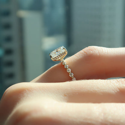Asscher Three Stones Engagement Ring – 5.75 CT Moissanite Diamond