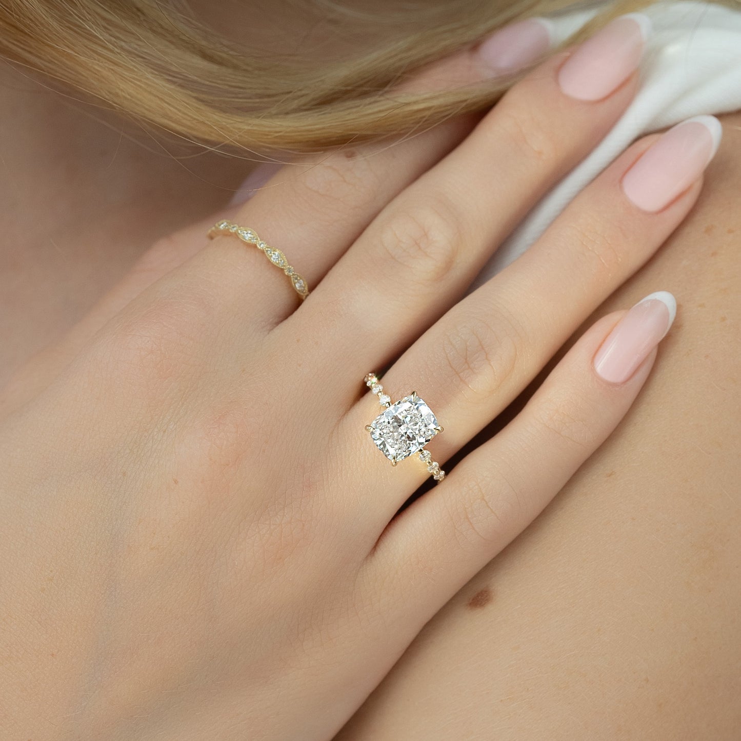 Asscher Three Stones Engagement Ring – 5.75 CT Moissanite Diamond