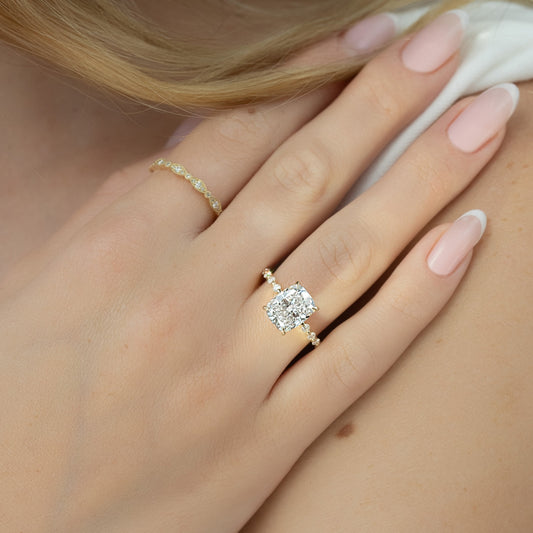 Asscher Three Stones Engagement Ring – 5.75 CT Moissanite Diamond