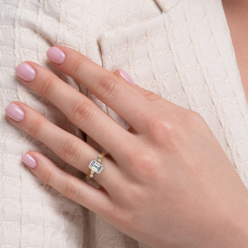 Asscher Three Stones Engagement Ring – 5.75 CT Moissanite Diamond