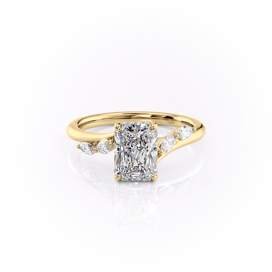 Asscher Three Stones Engagement Ring – 5.75 CT Moissanite Diamond
