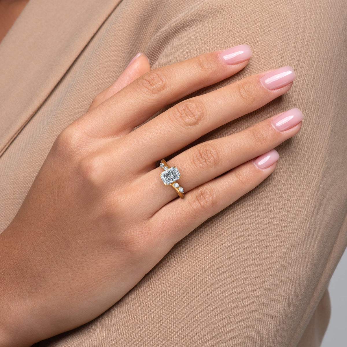 Asscher Three Stones Engagement Ring – 5.75 CT Moissanite Diamond