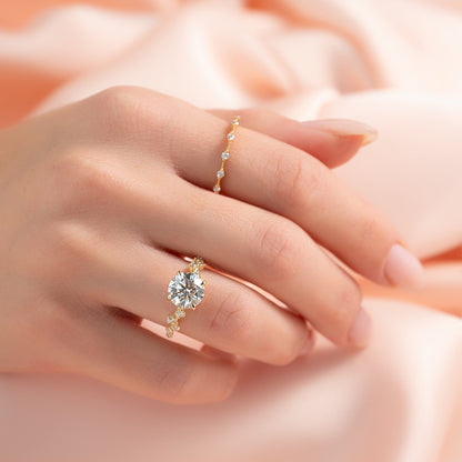 Asscher Three Stones Engagement Ring – 5.75 CT Moissanite Diamond