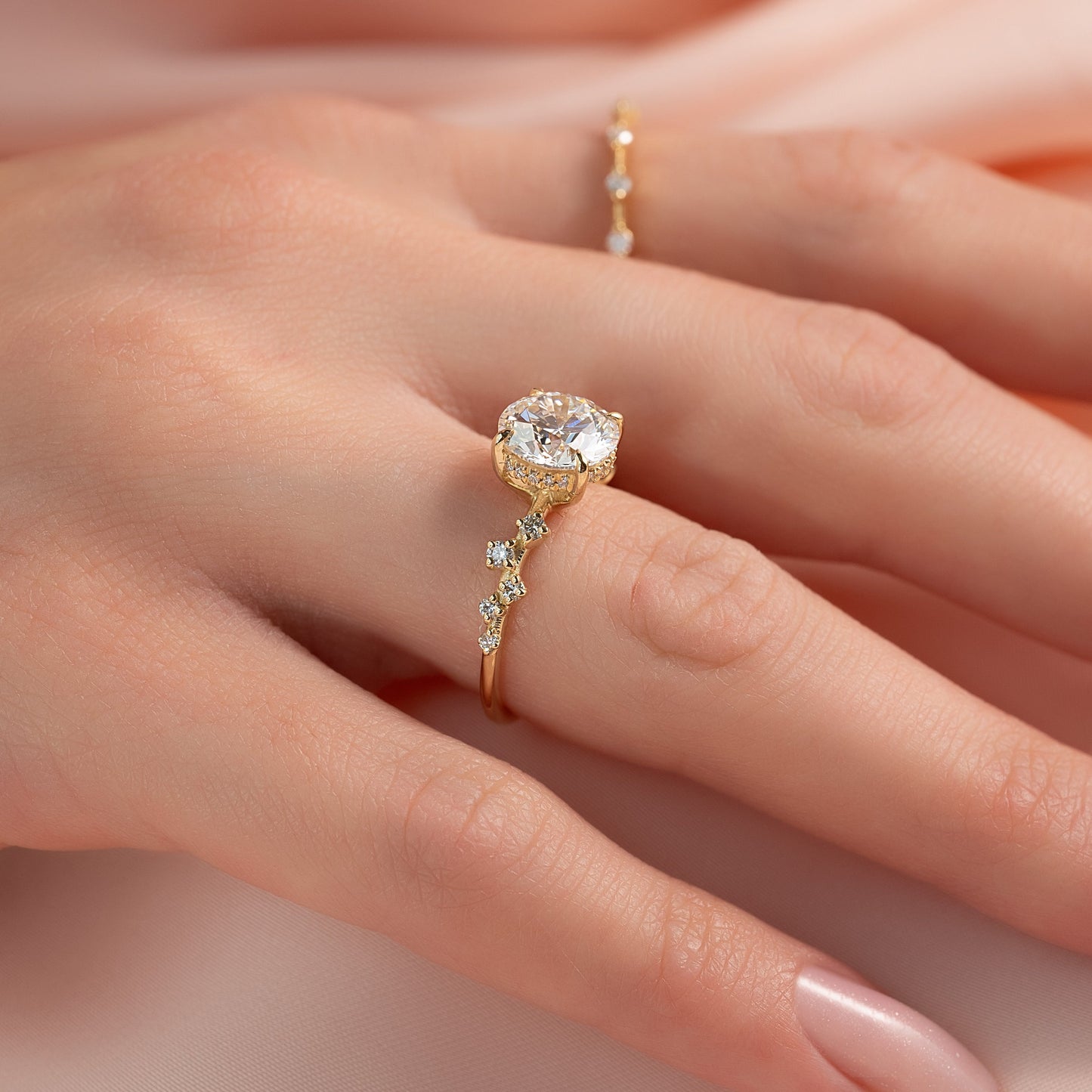 Asscher Three Stones Engagement Ring – 5.75 CT Moissanite Diamond