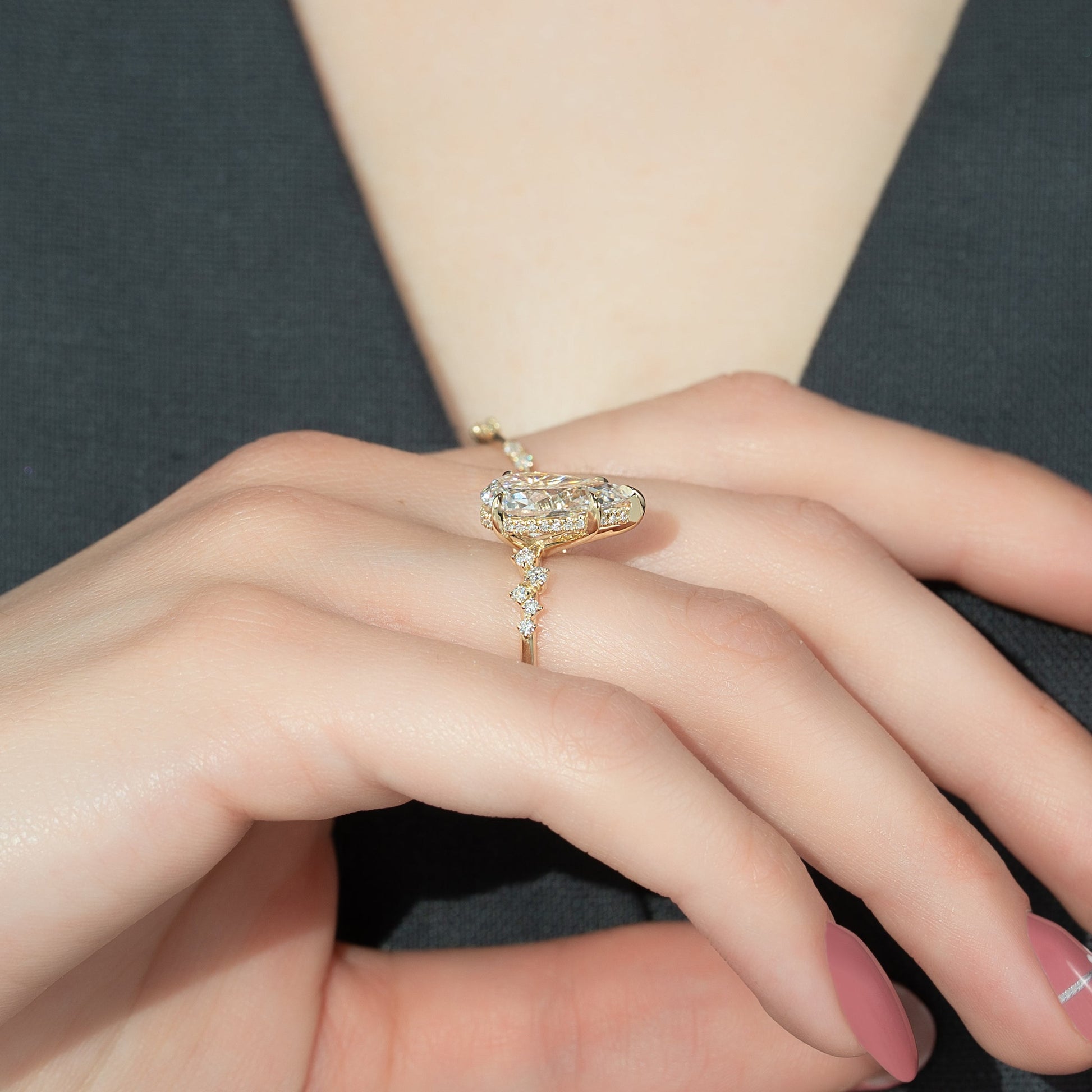 Asscher Three Stones Engagement Ring – 5.75 CT Moissanite Diamond