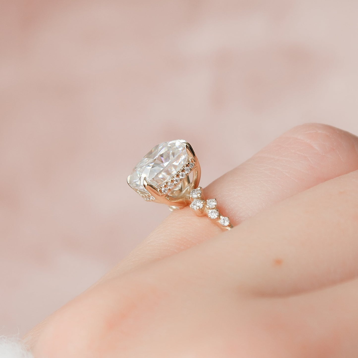 Asscher Three Stones Engagement Ring – 5.75 CT Moissanite Diamond