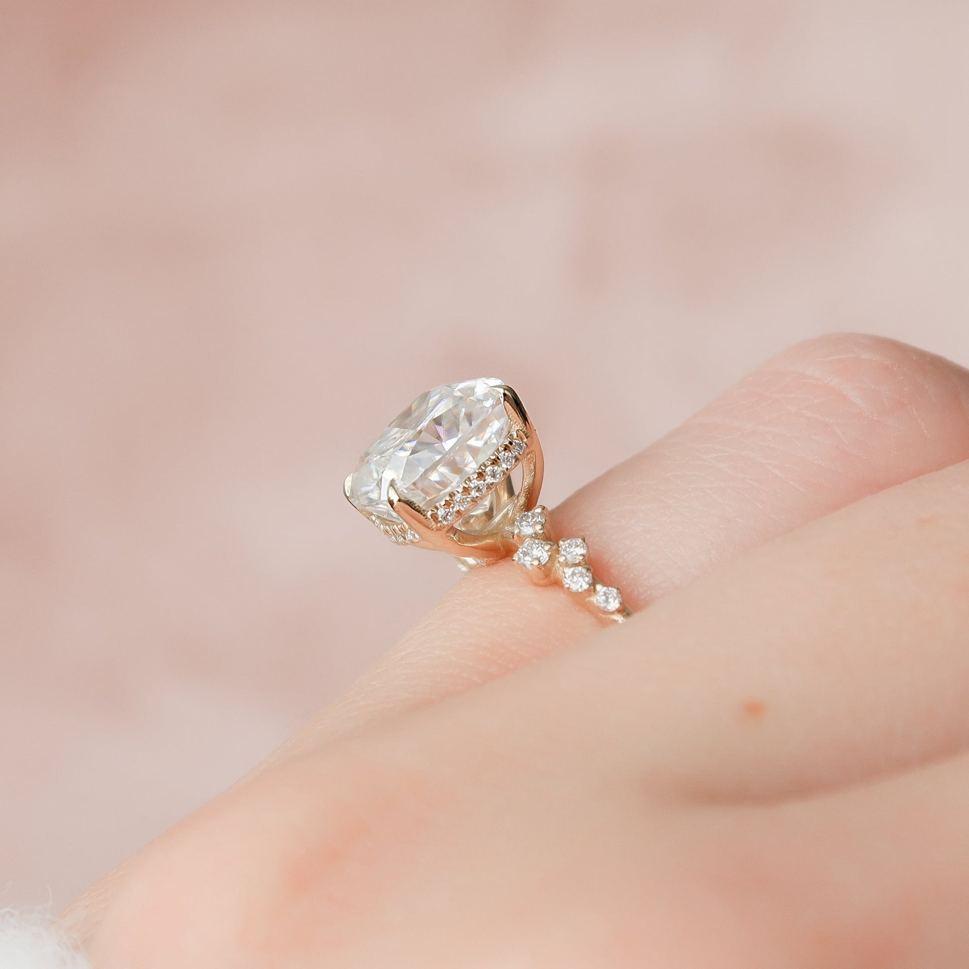 Asscher Three Stones Engagement Ring – 5.75 CT Moissanite Diamond