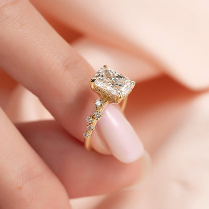 Asscher Three Stones Engagement Ring – 5.75 CT Moissanite Diamond