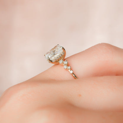 Asscher Three Stones Engagement Ring – 5.75 CT Moissanite Diamond