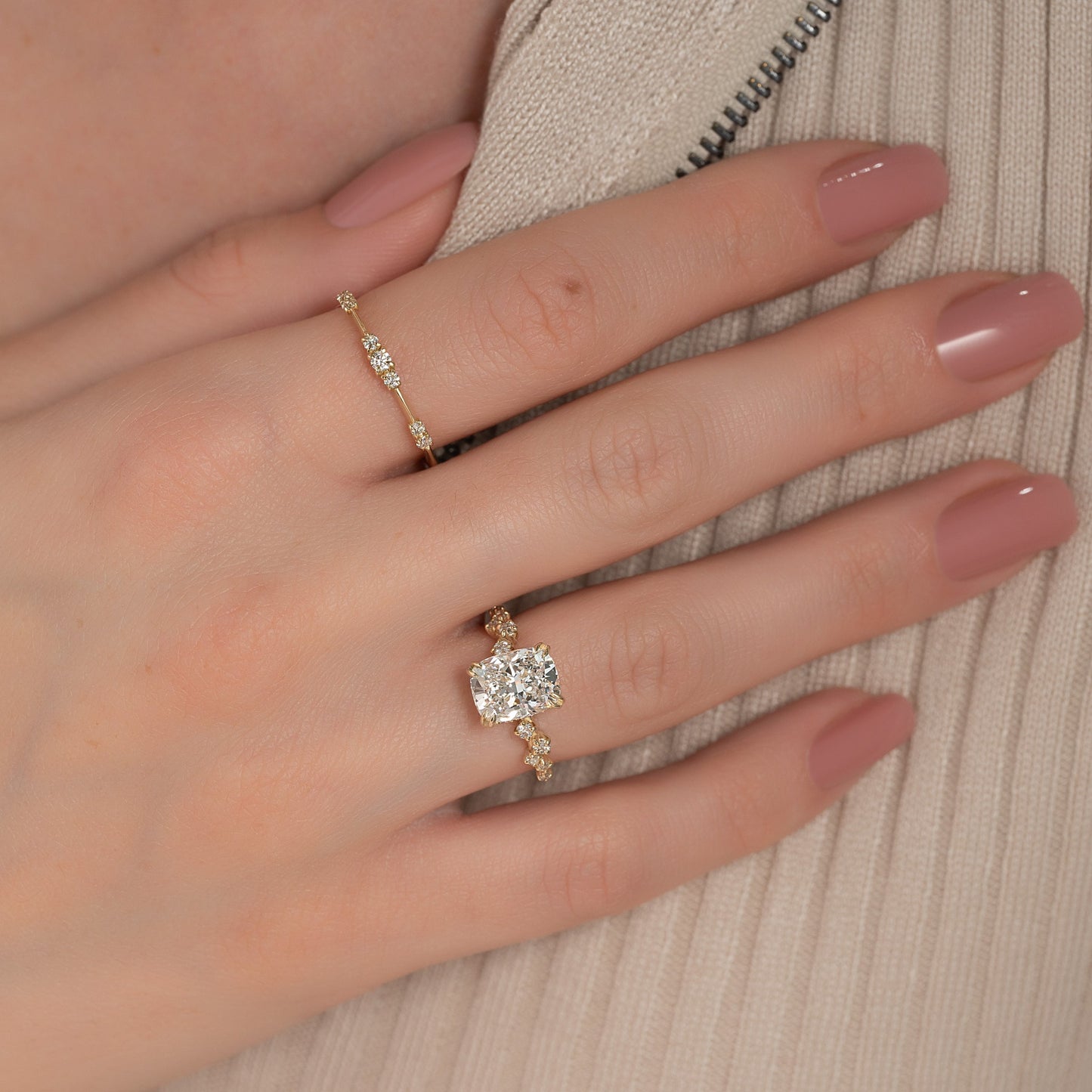 Asscher Three Stones Engagement Ring – 5.75 CT Moissanite Diamond