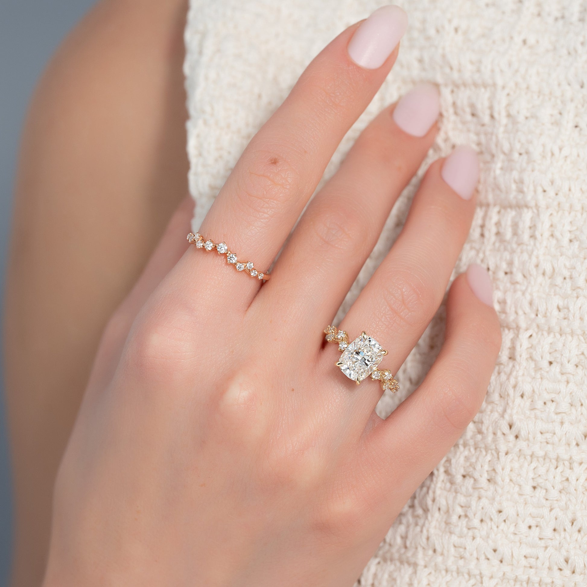 Asscher Three Stones Engagement Ring – 5.75 CT Moissanite Diamond