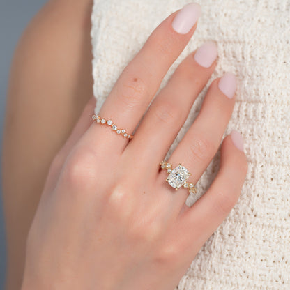 Asscher Three Stones Engagement Ring – 5.75 CT Moissanite Diamond