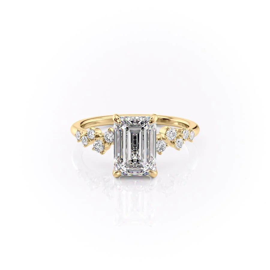Asscher Three Stones Engagement Ring – 5.75 CT Moissanite Diamond