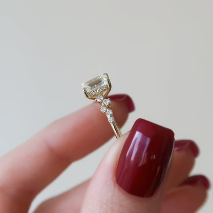 Asscher Three Stones Engagement Ring – 5.75 CT Moissanite Diamond