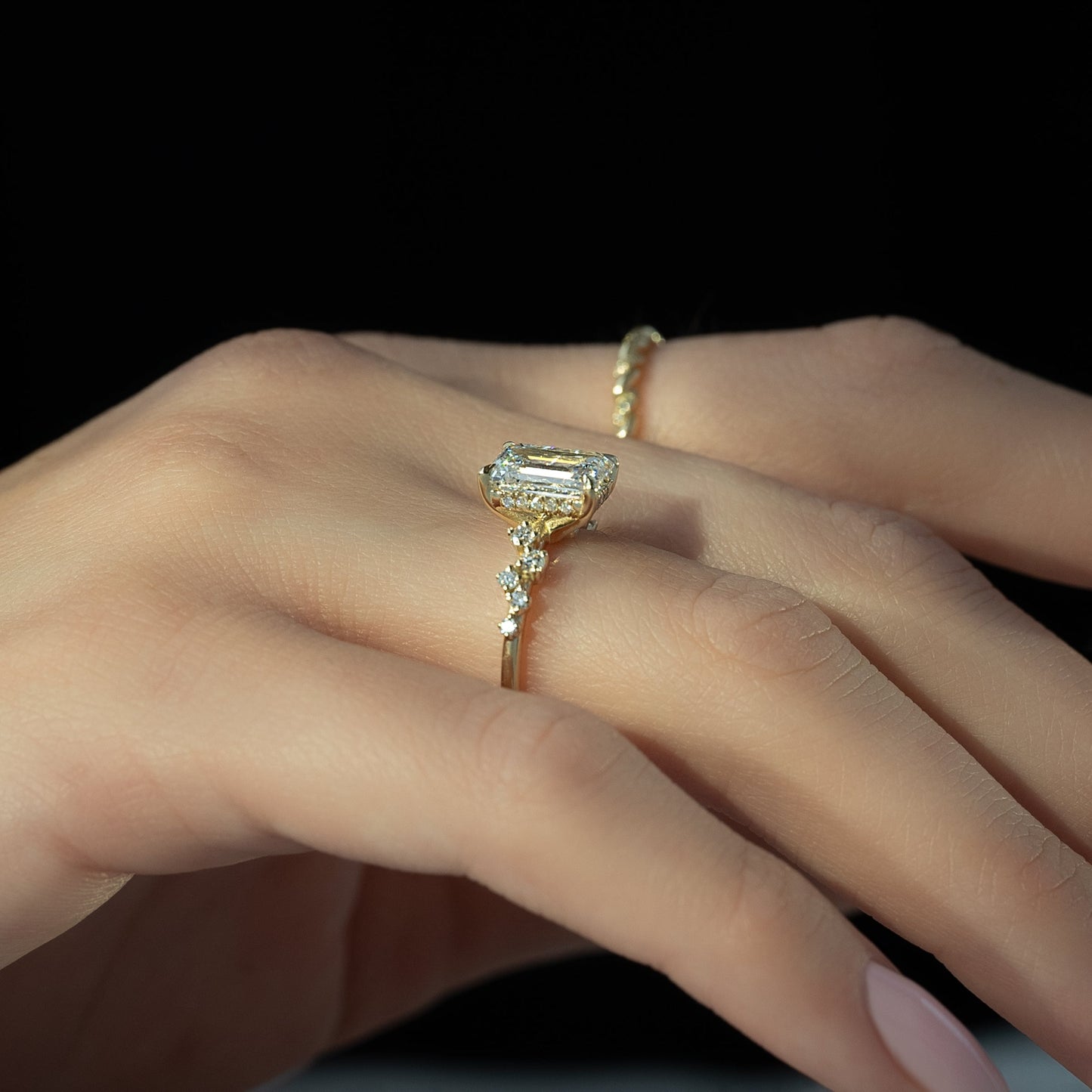 Asscher Three Stones Engagement Ring – 5.75 CT Moissanite Diamond