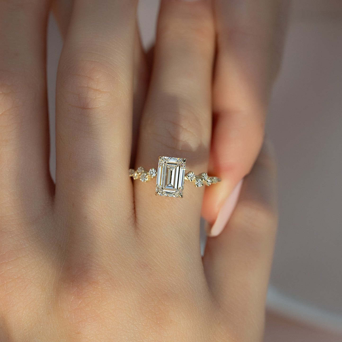 Asscher Three Stones Engagement Ring – 5.75 CT Moissanite Diamond