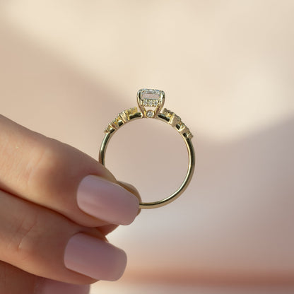Asscher Three Stones Engagement Ring – 5.75 CT Moissanite Diamond
