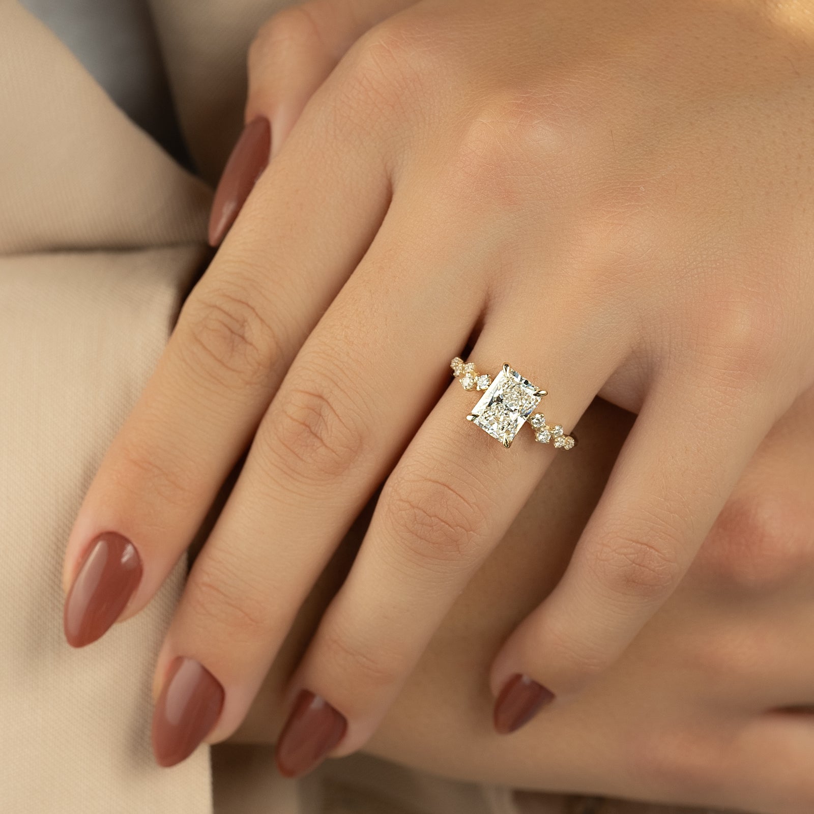 Asscher Three Stones Engagement Ring – 5.75 CT Moissanite Diamond