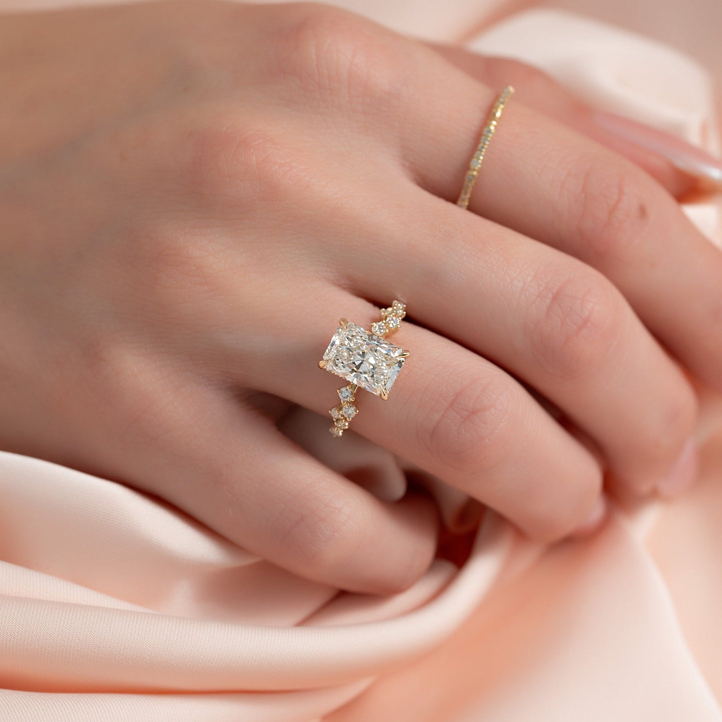 Asscher Three Stones Engagement Ring – 5.75 CT Moissanite Diamond
