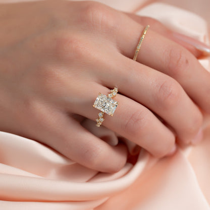 Asscher Three Stones Engagement Ring – 5.75 CT Moissanite Diamond