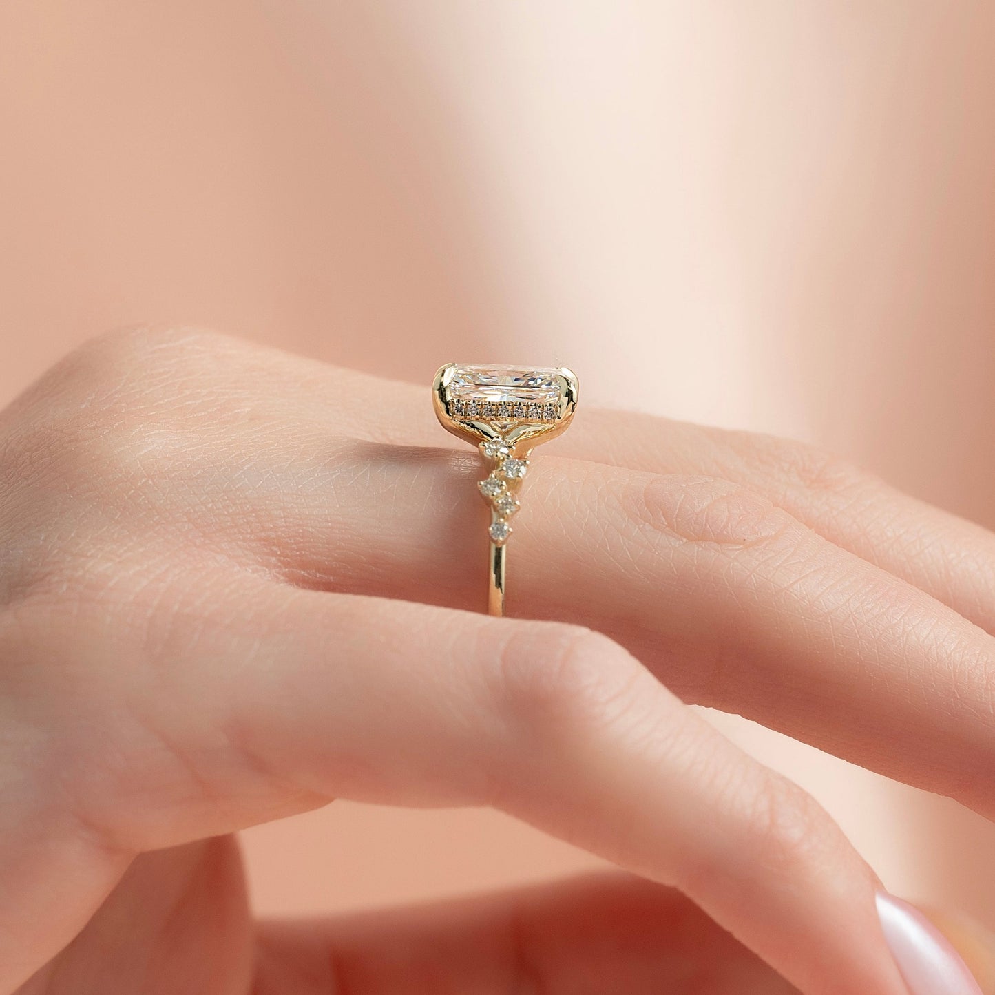 Asscher Three Stones Engagement Ring – 5.75 CT Moissanite Diamond