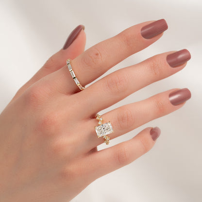 Asscher Three Stones Engagement Ring – 5.75 CT Moissanite Diamond