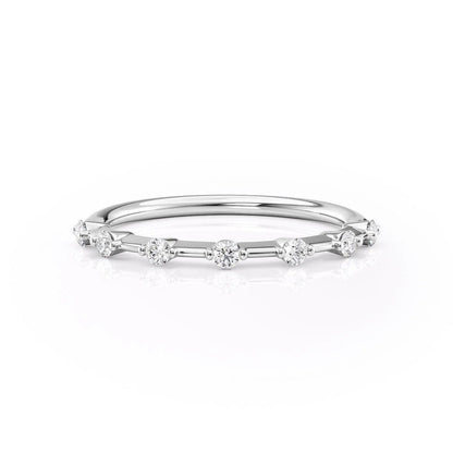 1.29 TCW Oval and Emerald Diamond Half Eternity DEF/VVS Lab Grown Wedding Band