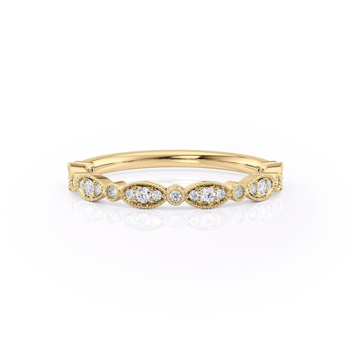 1.29 TCW Oval and Emerald Diamond Half Eternity DEF/VVS Lab Grown Wedding Band