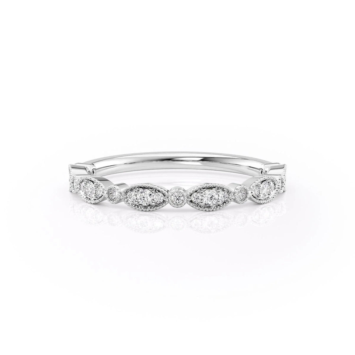 1.29 TCW Oval and Emerald Diamond Half Eternity DEF/VVS Lab Grown Wedding Band