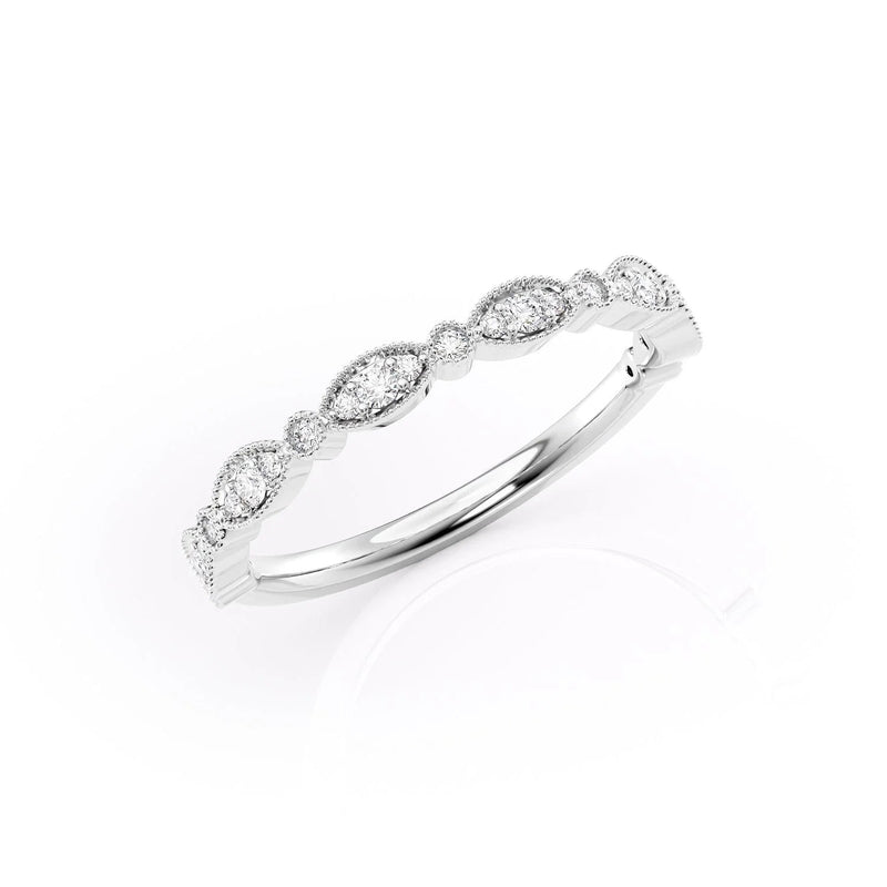 1.29 TCW Oval and Emerald Diamond Half Eternity DEF/VVS Lab Grown Wedding Band