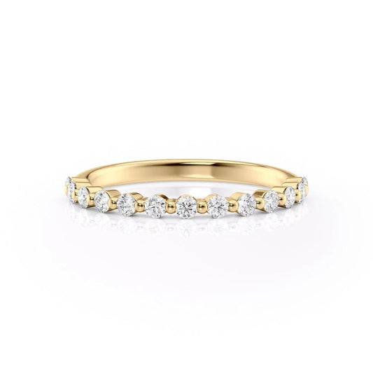 1.29 TCW Oval and Emerald Diamond Half Eternity DEF/VVS Lab Grown Wedding Band