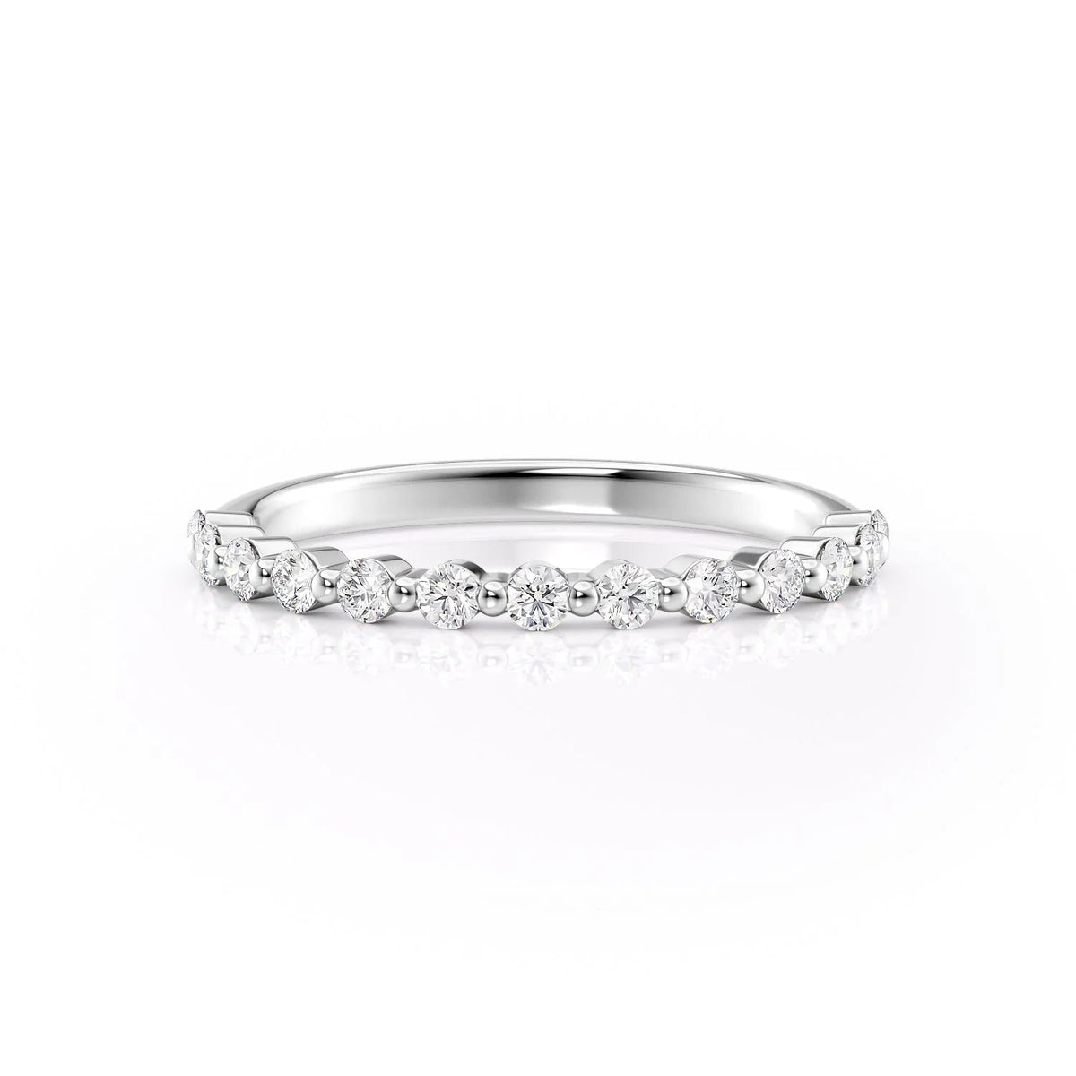 1.29 TCW Oval and Emerald Diamond Half Eternity DEF/VVS Lab Grown Wedding Band