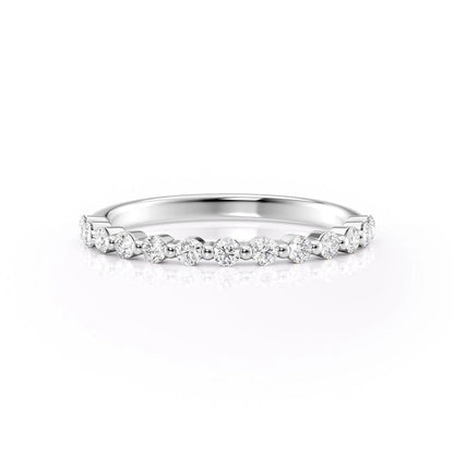 1.29 TCW Oval and Emerald Diamond Half Eternity DEF/VVS Lab Grown Wedding Band