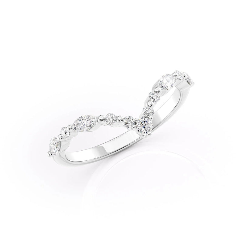 1.29 TCW Oval and Emerald Diamond Half Eternity DEF/VVS Lab Grown Wedding Band