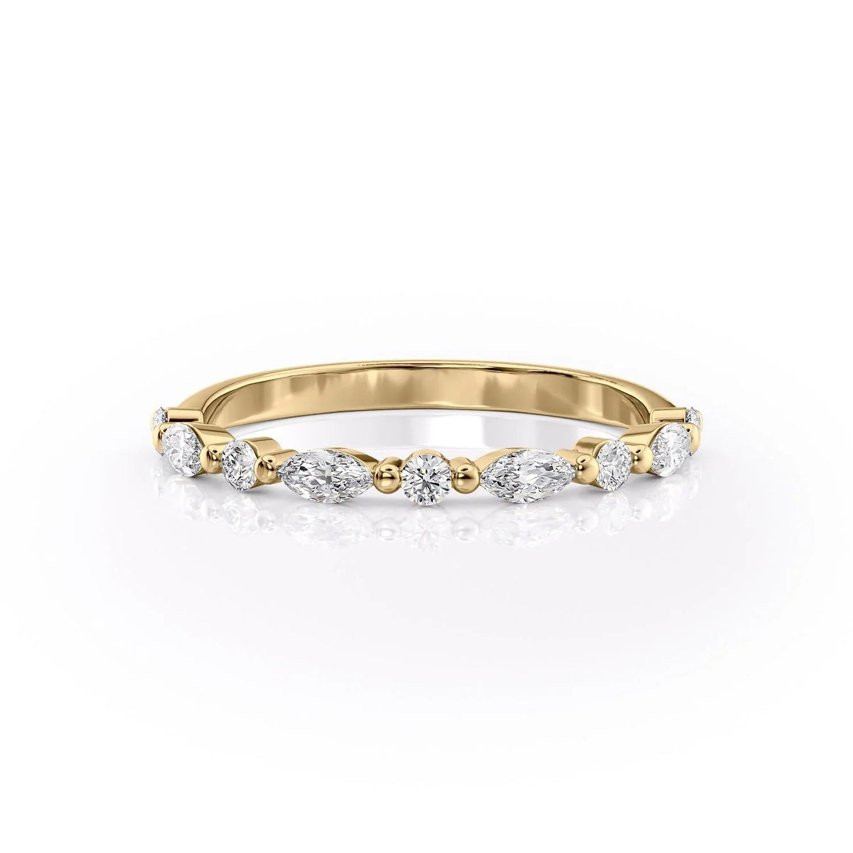 1.29 TCW Oval and Emerald Diamond Half Eternity DEF/VVS Lab Grown Wedding Band