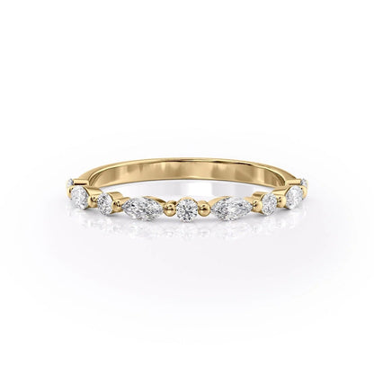 1.29 TCW Oval and Emerald Diamond Half Eternity DEF/VVS Lab Grown Wedding Band