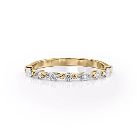 1.29 TCW Oval and Emerald Diamond Half Eternity DEF/VVS Lab Grown Wedding Band