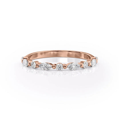 1.29 TCW Oval and Emerald Diamond Half Eternity DEF/VVS Lab Grown Wedding Band