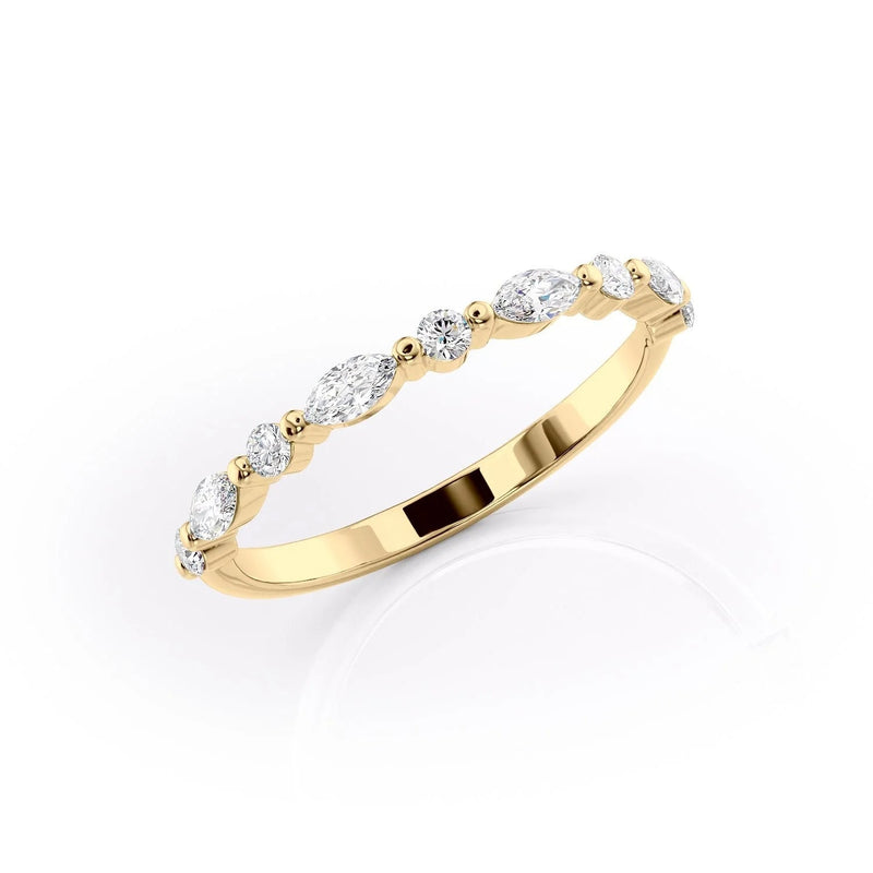 1.29 TCW Oval and Emerald Diamond Half Eternity DEF/VVS Lab Grown Wedding Band