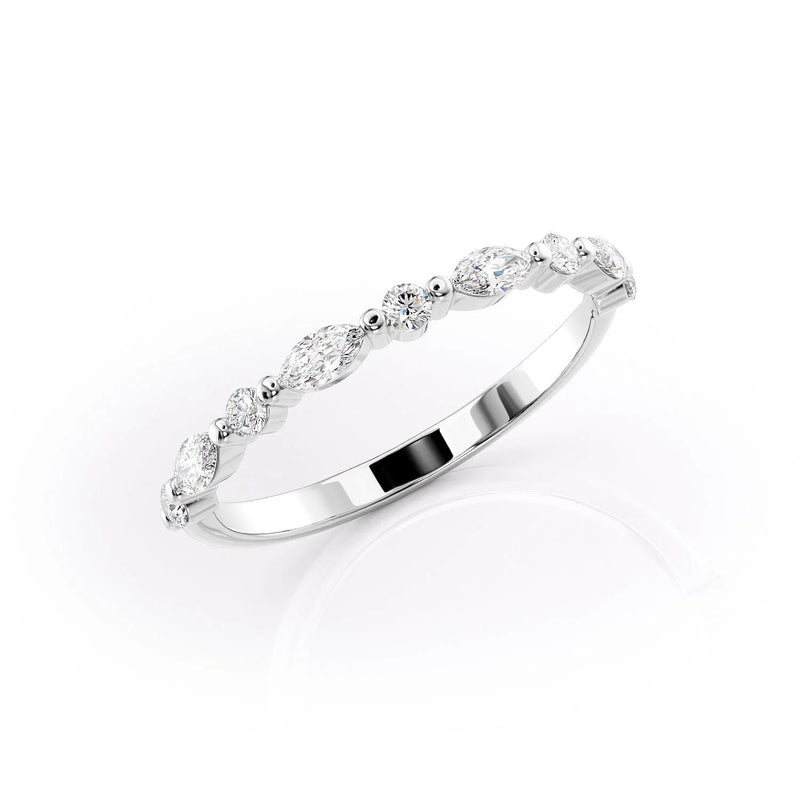 1.29 TCW Oval and Emerald Diamond Half Eternity DEF/VVS Lab Grown Wedding Band