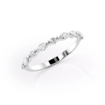 1.29 TCW Oval and Emerald Diamond Half Eternity DEF/VVS Lab Grown Wedding Band