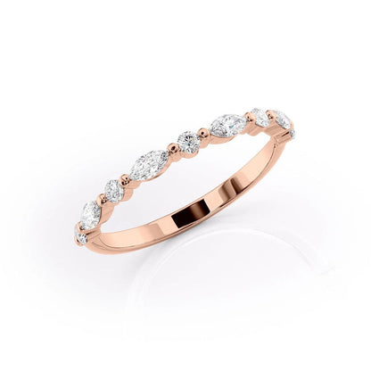 1.29 TCW Oval and Emerald Diamond Half Eternity DEF/VVS Lab Grown Wedding Band