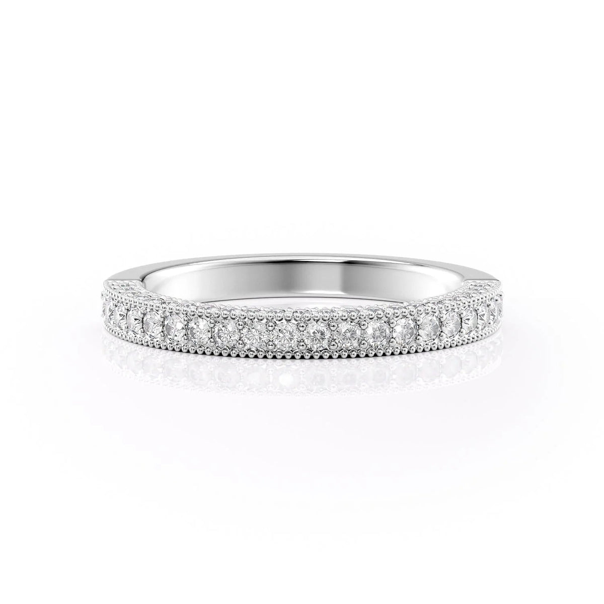 1.29 TCW Oval and Emerald Diamond Half Eternity DEF/VVS Lab Grown Wedding Band