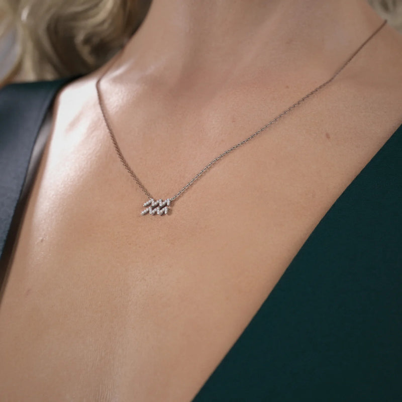 0.19 CT Round Leaf Pendant Lab Grown Diamond Necklace in Solid Gold